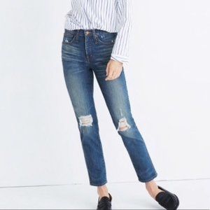 Madewell Slim Straight Jeans: Knee-Rip Edition